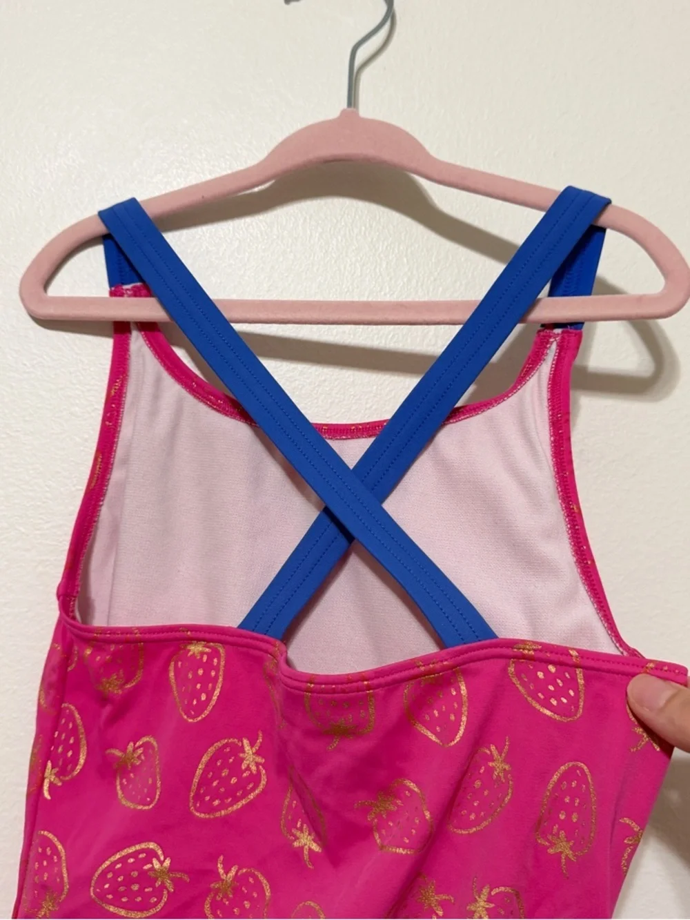 Mini Boden Pink Strawberry Swimsuit 7-8 years one piece girls